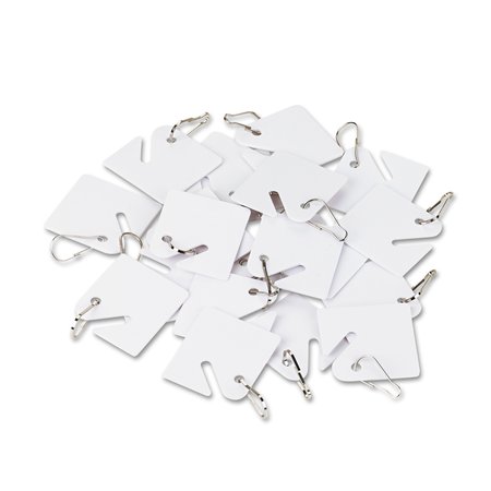 SECURIT Replacement Slotted Key Cabinet Tags, 1 5/8 x 1 1/2, White, PK20 04983